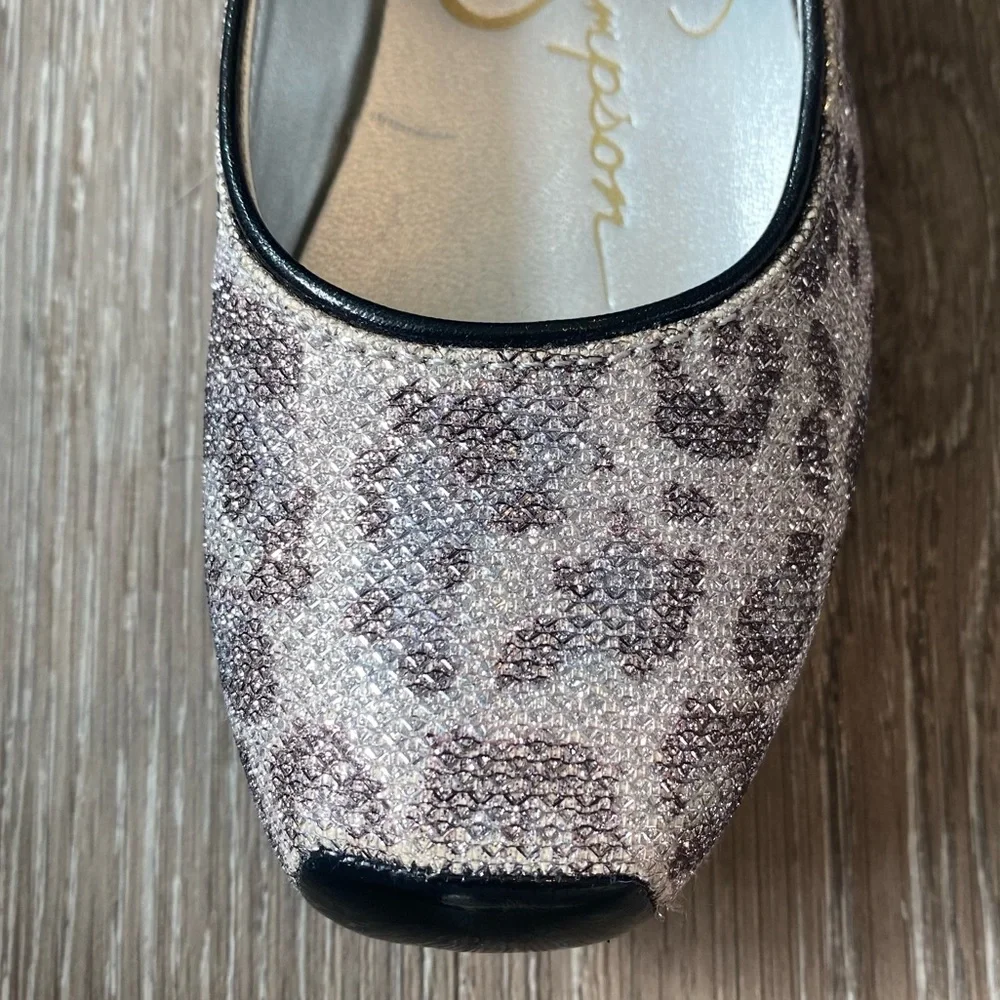 NEW! Jessica Simpson Girls Shoes Madison Ballet Flat Silver Animal Print Size 13